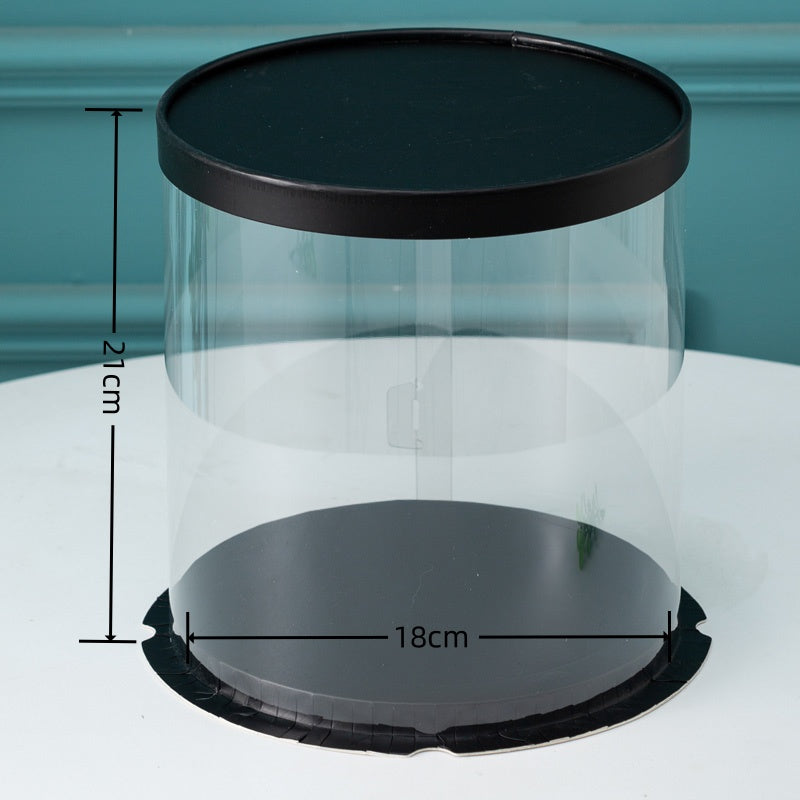 Scatola per Torta Trasparenti in Plastica con Coperchio Nero