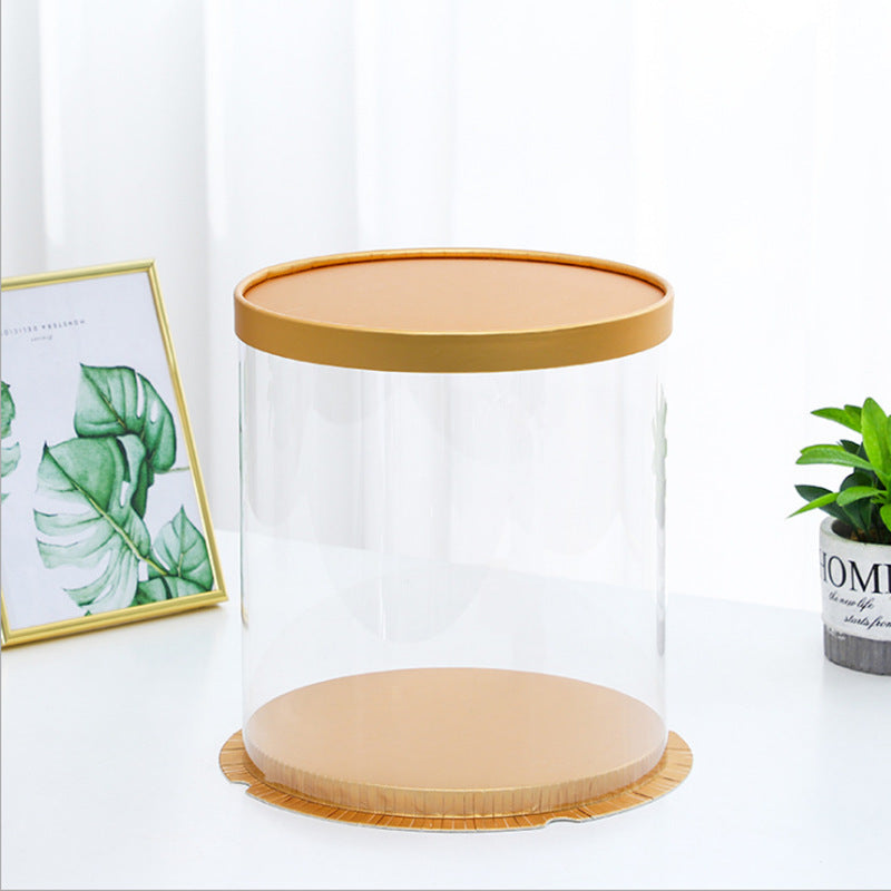 Scatola per Torta Trasparenti in Plastica con Coperchio Oro