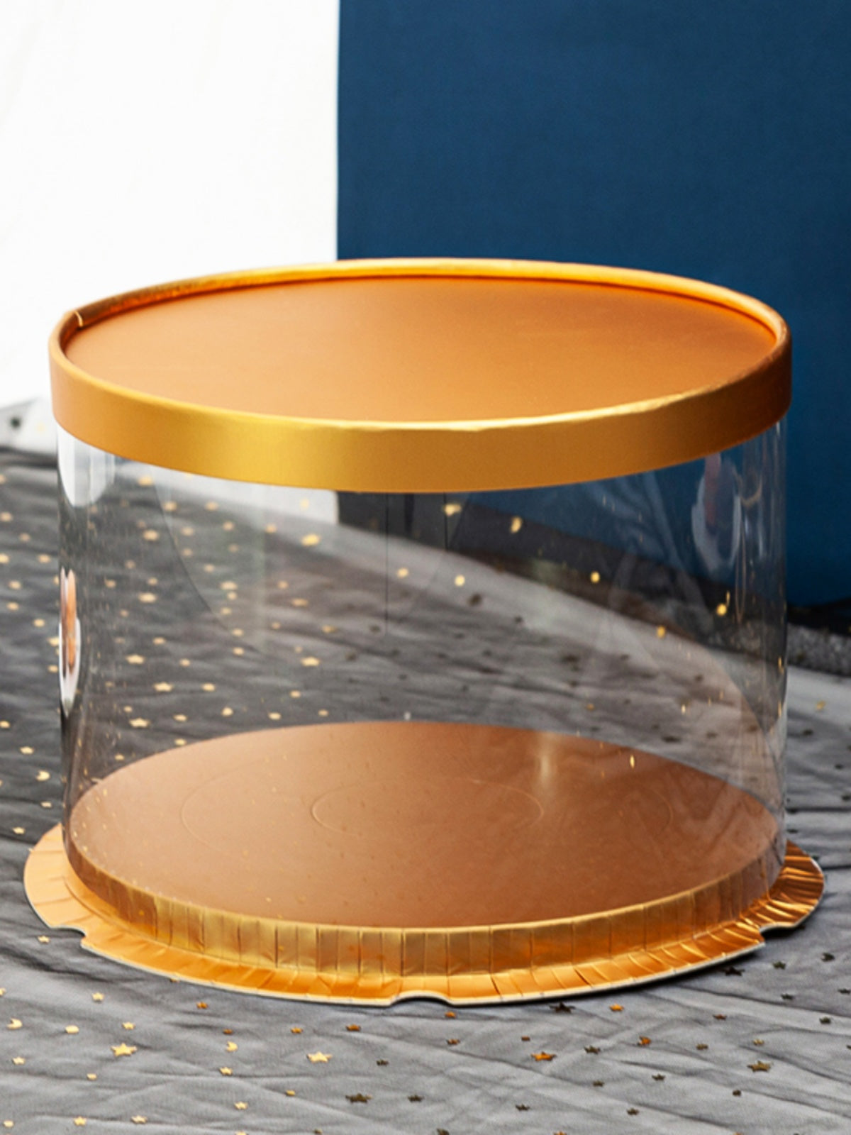 Scatola per Torta Trasparenti in Plastica con Coperchio Oro
