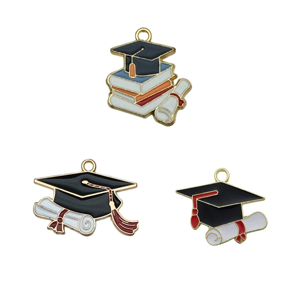 10 pezzi ciondoli Charms applicazione pendente per bomboniere laurea Berretto rosso