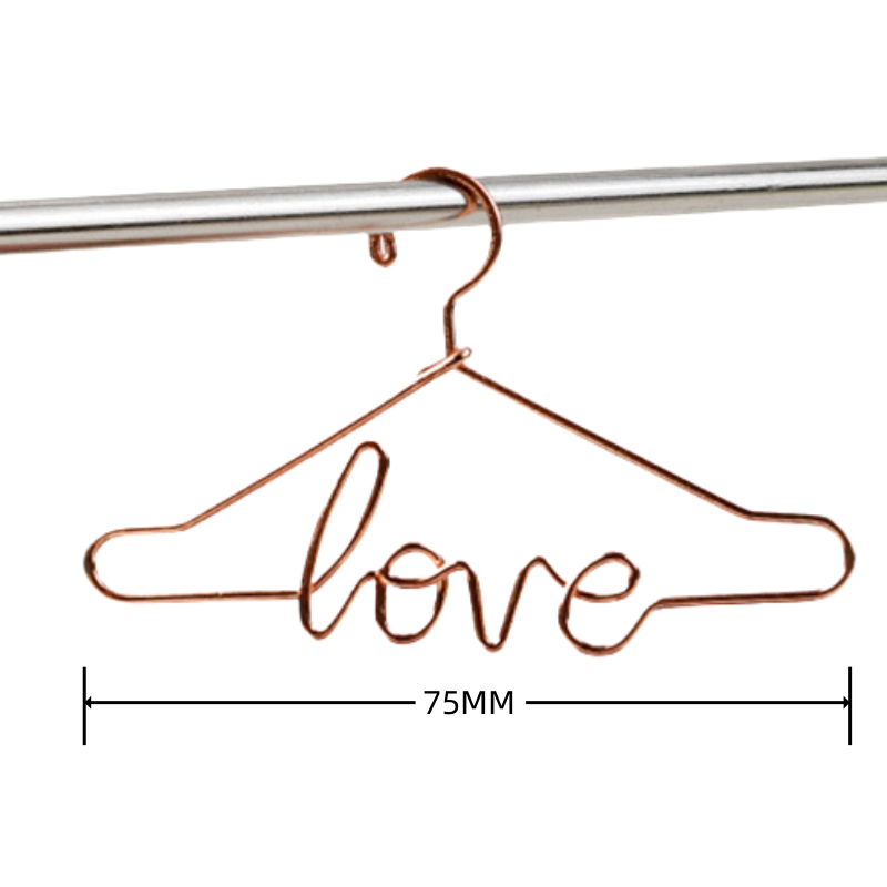 12 Pezzi Mini Appendini Gancio Appendiabiti Grucce Bomboniera Accessori Rosa oro love 7.5cm