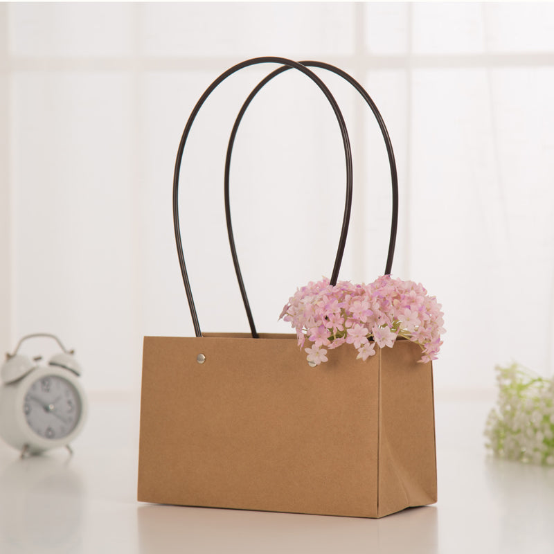 10 Pezzi Wedding Bag Cartoncino Kraft con Manica Plastica Impermeabile Porta Vaso