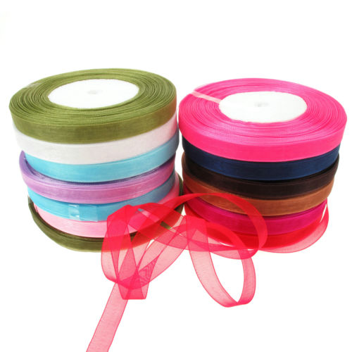 Nastro Organza Bianco 12 MM Rotolo Bobina da 50 Yard Fai da Te