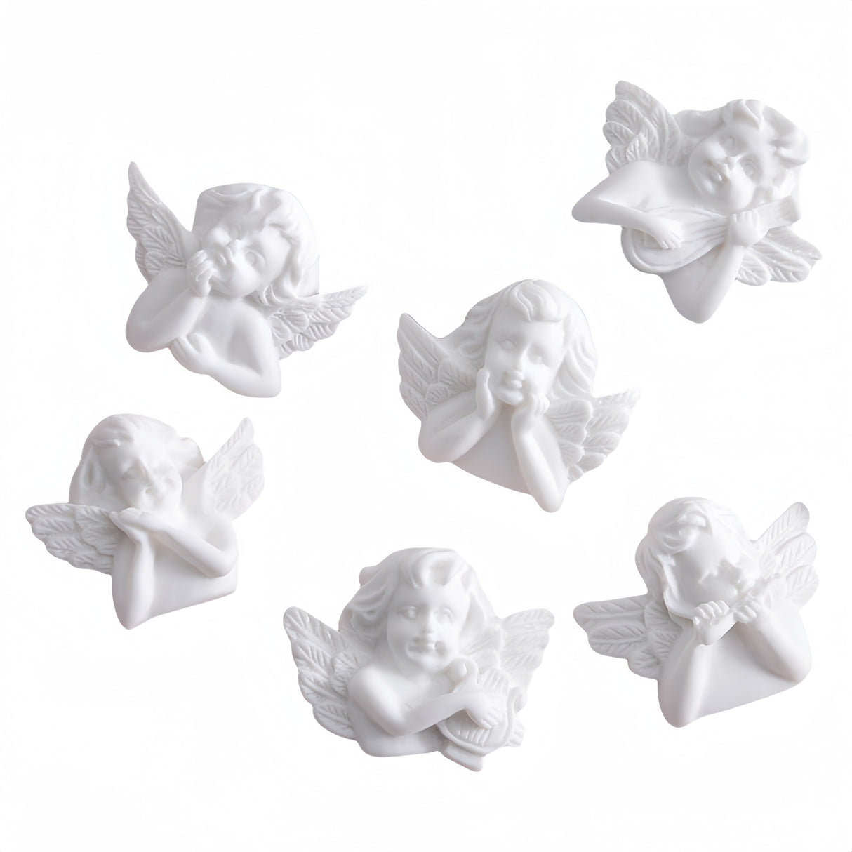 6 pezzi Mini Piccolo Angelo Gesso Resina Statue Applicazione