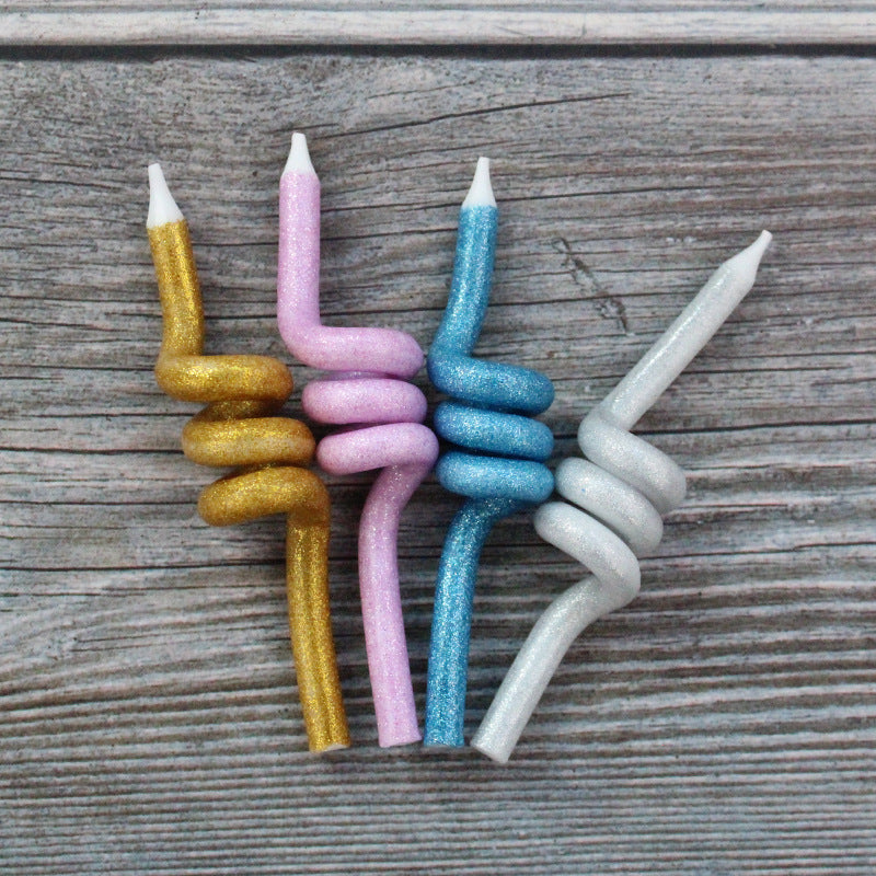 Set di 4 Pezzi Candele Spirali Glitterate Colorate