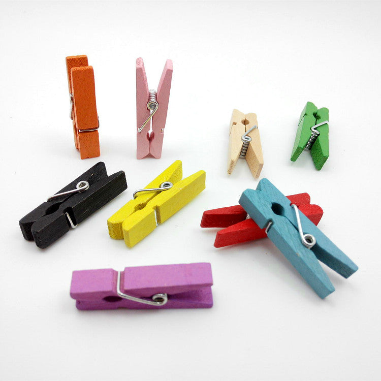30 pezzi Mini mollette in legno MULTICOLOR 3cm