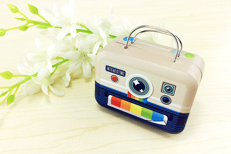 SCATOLA FORMA BAGAGLIO VALIGIA BORSA IN MATERIALE FERRO-PORTACONFETTI BOMBONIERE TEMA VIAGGIO MONDO