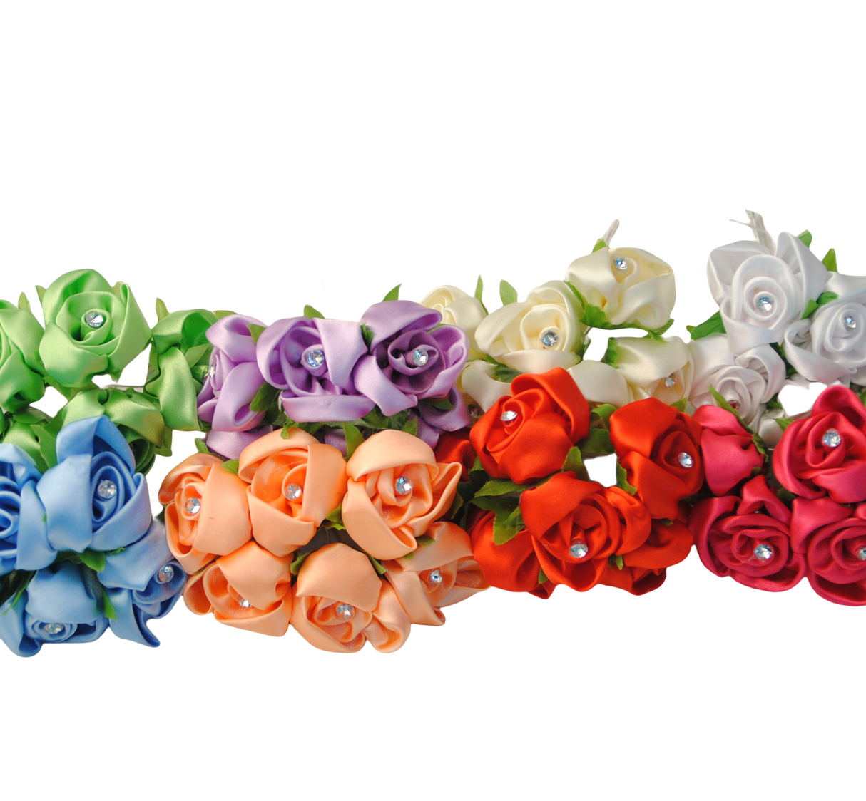 60x ROSELLINA RASO CON DIAMANTE FAI DA TE BOMBONIERA DECORAZIONE