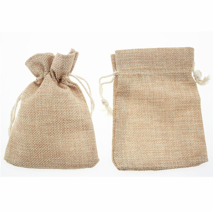 Set DI 10 PEZZI SACCHETTI IUTA RUSTICI IUTA NATURALE IN LINO 11*15cm