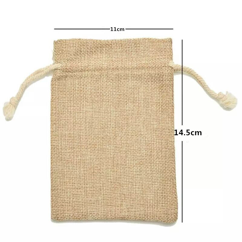 Set DI 10 PEZZI SACCHETTI IUTA RUSTICI IUTA NATURALE IN LINO 11*15cm