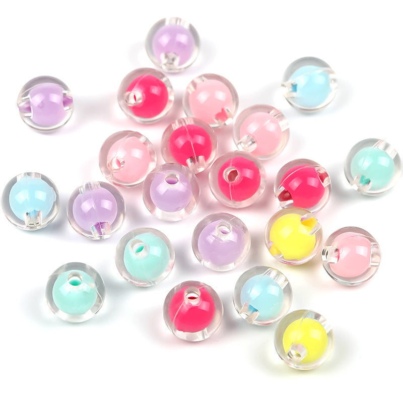100 Perline Trasparenti con Colori Interni Assortiti rotonde trasparenti 8mm