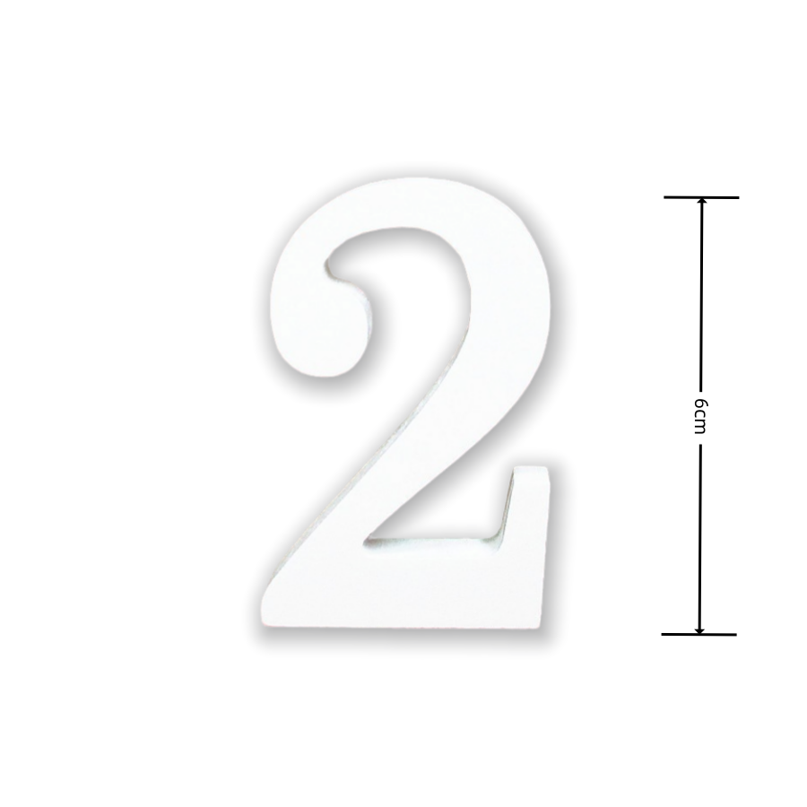 Numeri Decorativi in Legno, 0-9, Bianco, 6 cm di Lunghezza, 0.9cm di Spessore Con autoadesivi