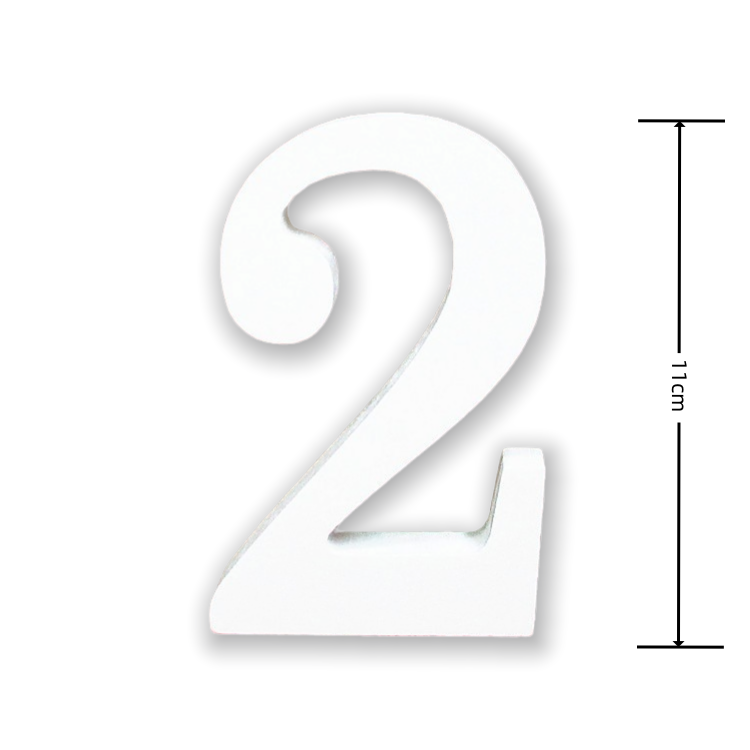 Numeri Decorativi in Legno, 0-9, Bianco, 11 cm di Lunghezza, 1,2 cm di Spessore