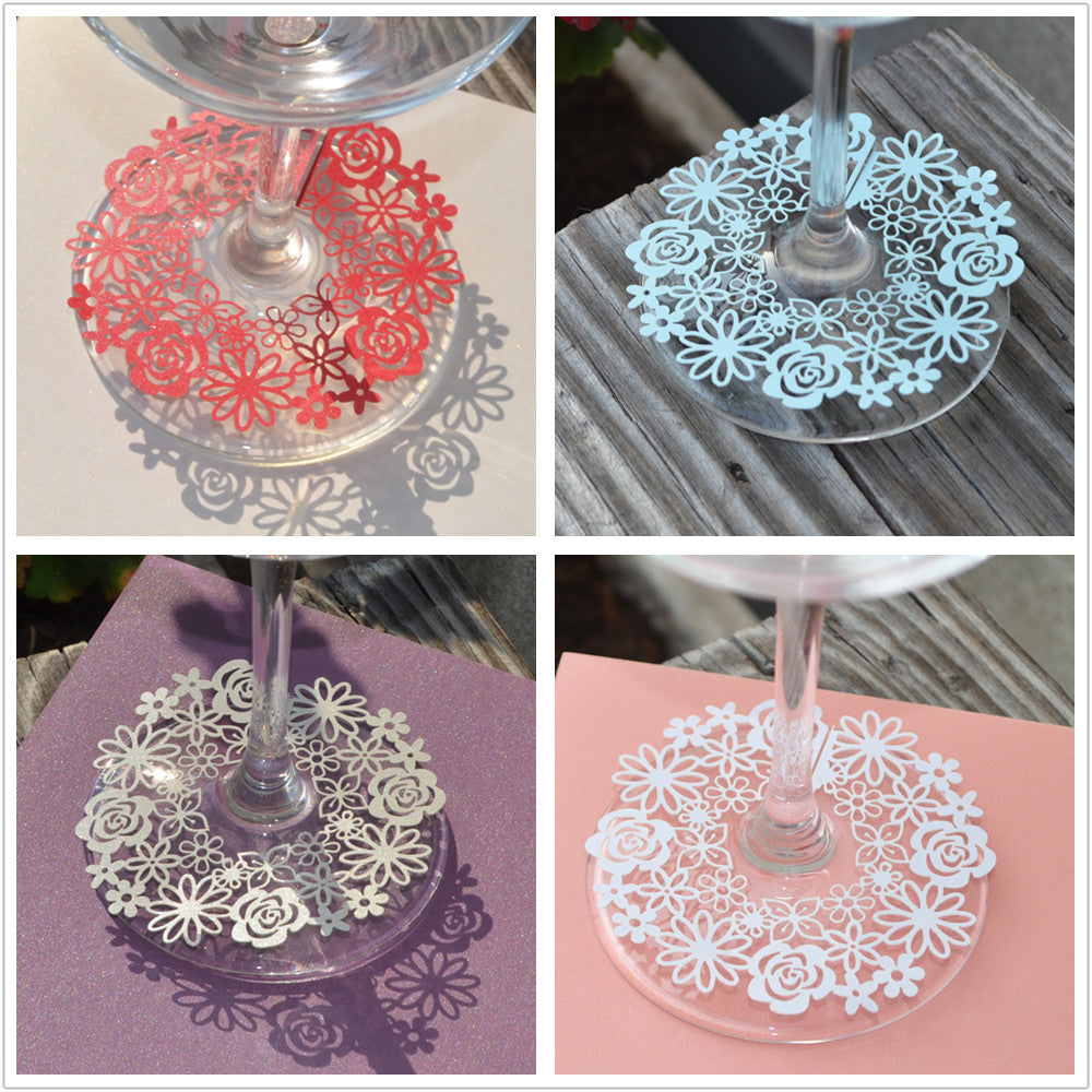 50 Pezzi Segnaposto Bicchiere Calice Decorazione Tavolo Materiale Carta Perlata