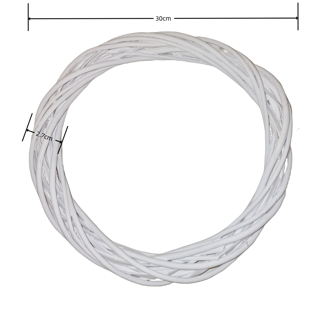 Ghirlanda Corona Anello bianca floreale di vimini rattan Creazione decorazione natale