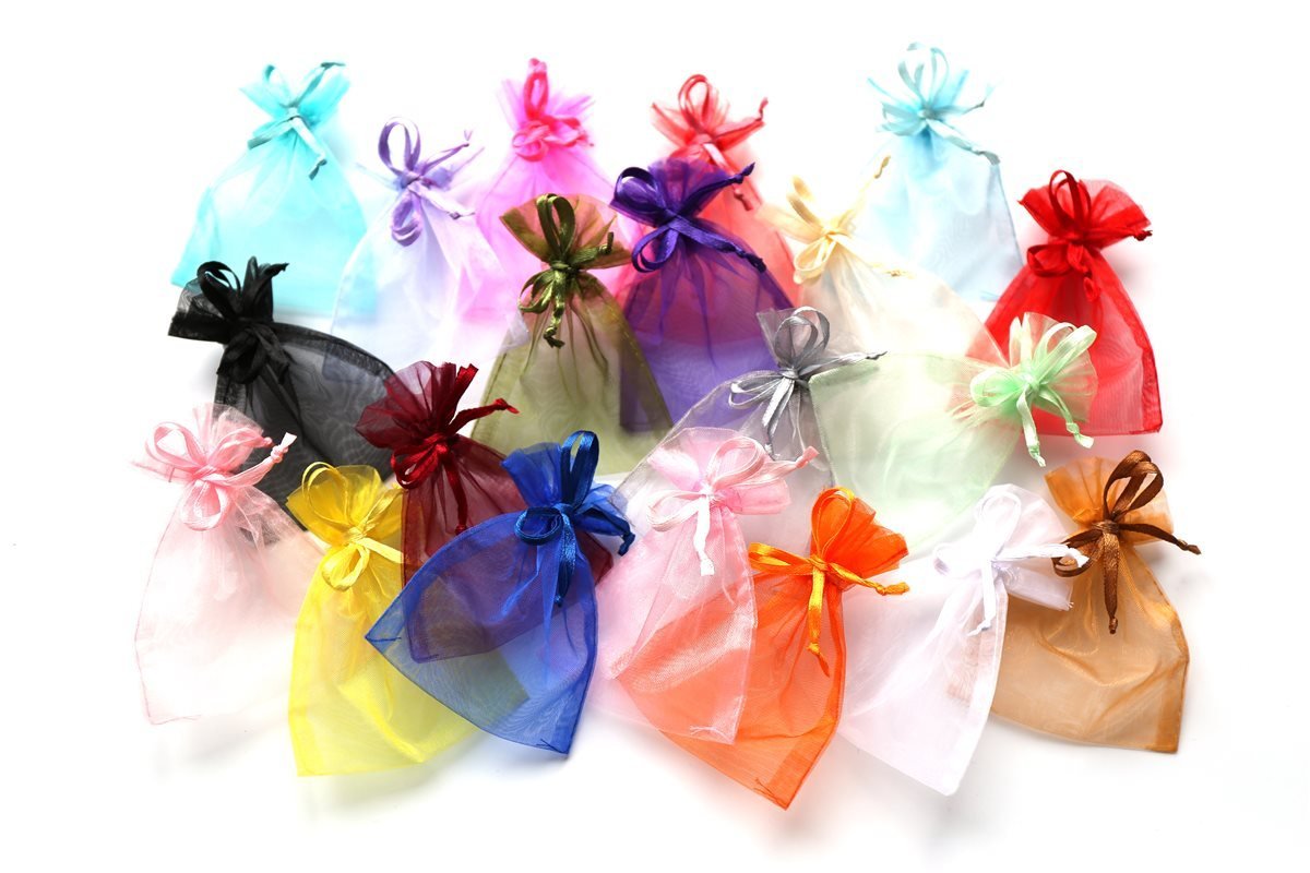 100 Sacchetti Organza 7 * 9cm Confetti Bomboniera Regalo