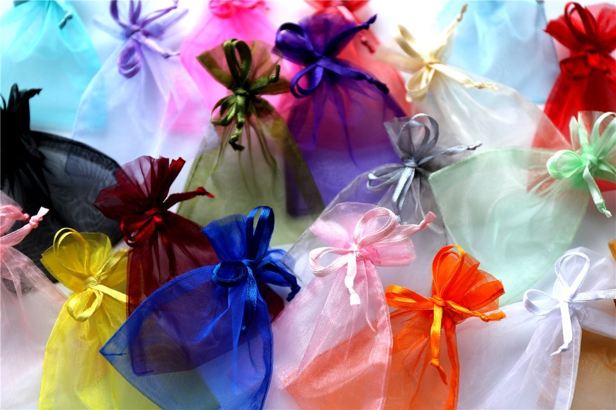 100 Sacchetti Organza 7 * 9cm Confetti Bomboniera Regalo