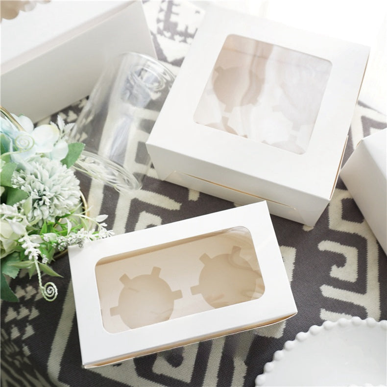 10 pezzi Scatole per Muffin Cupcake con i fondi fori Finestra Vetrina Trasparente dolce torta