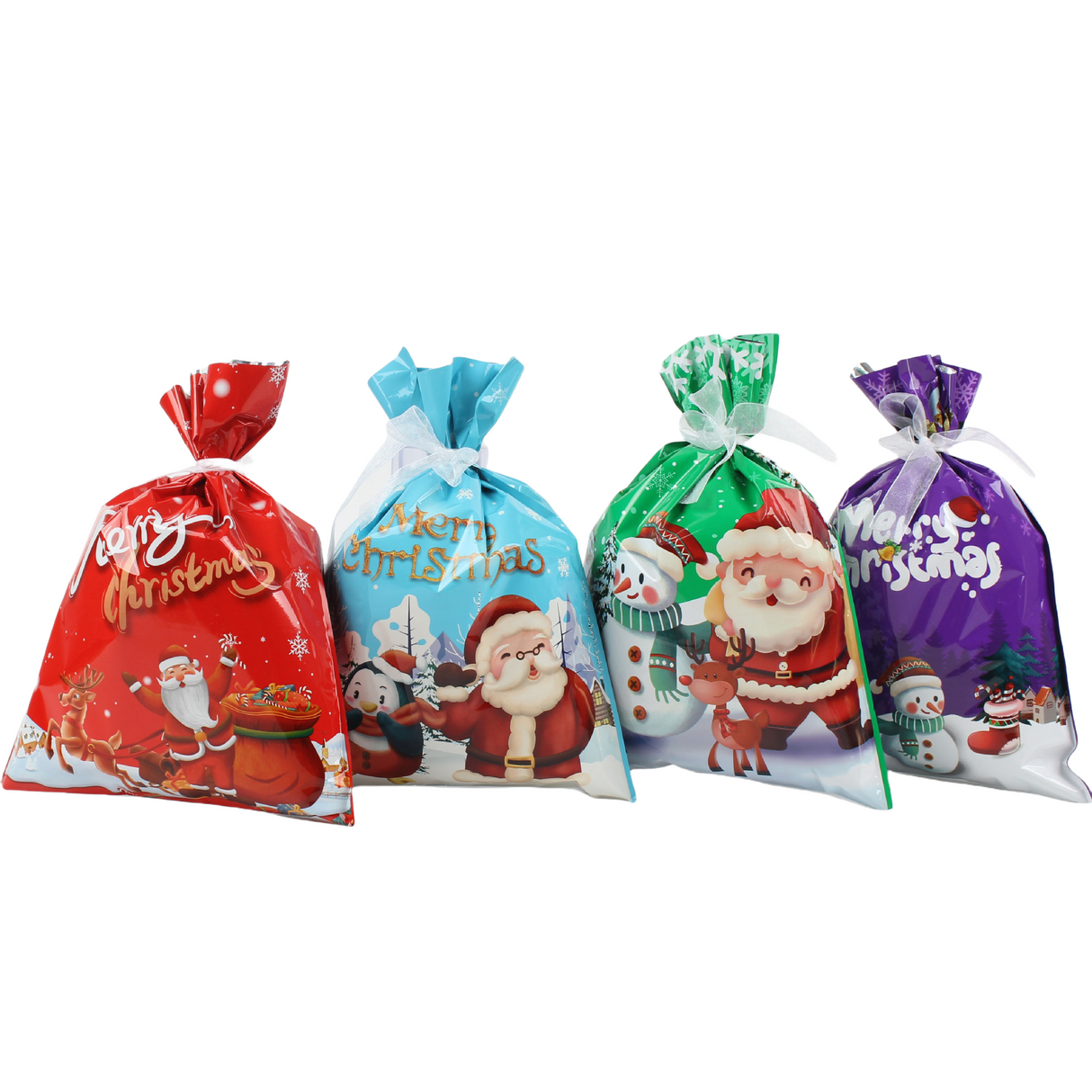 30 Sacchetti Regalo di Natale Buste Regalo con nastro organza bianco misura 24 * 32cm