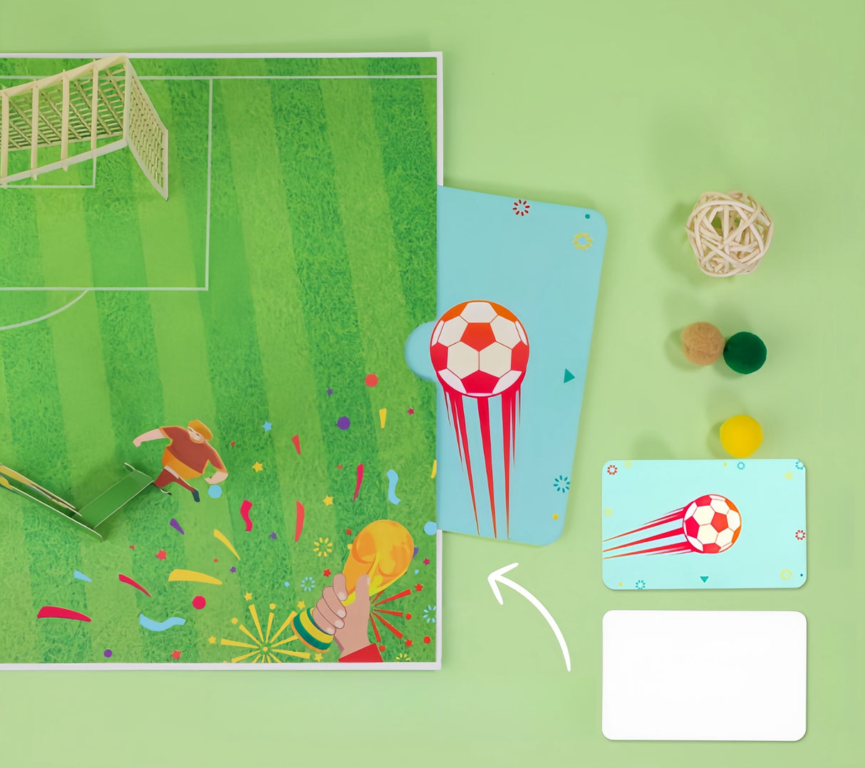 Biglietto di auguri di Calcio pop-up 3D Compleanno Festivo Sport…