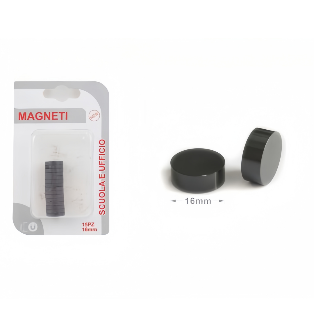 Magneti Circolari 16mm - Set da 15 Pezzi - Accessori per Scuola e Ufficio