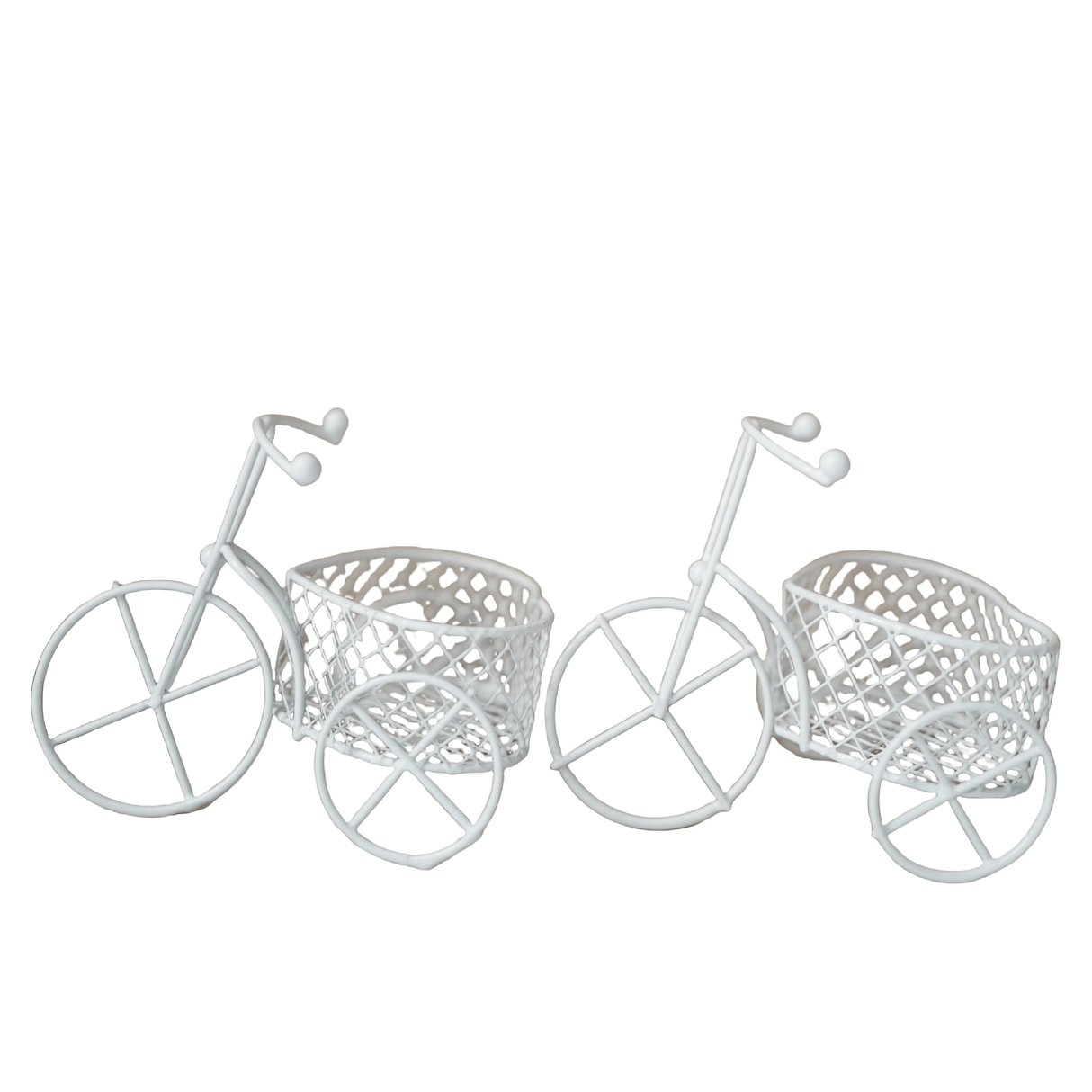 Bicicletta a Tre Ruote Cestino Forma Cuore Latta Vernice Bianco