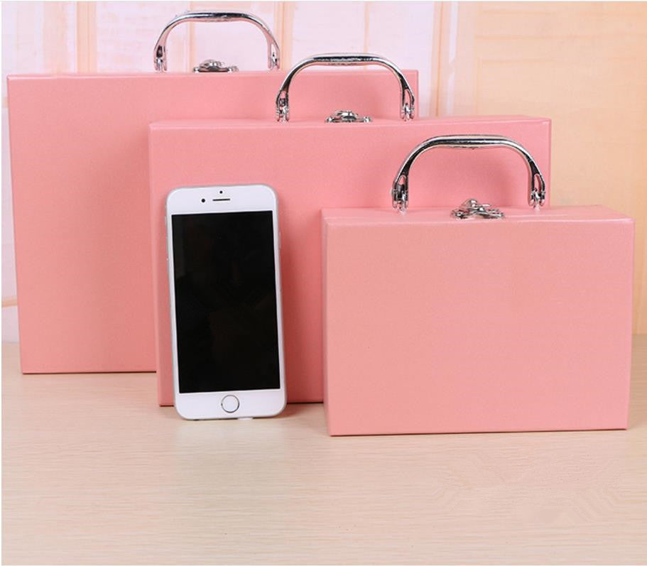 Scatola Valigia ROSA con Manico Scatola Regalo Oggetto Ospiti Evento