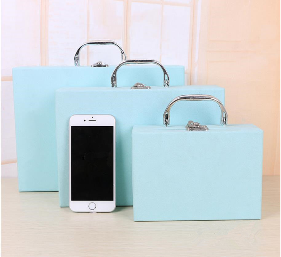 Scatola Valigia AZZURRO con Manico Scatola Regalo Oggetto Ospiti Evento