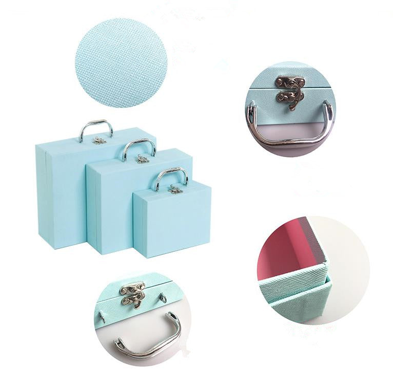 Scatola Valigia AZZURRO con Manico Scatola Regalo Oggetto Ospiti Evento