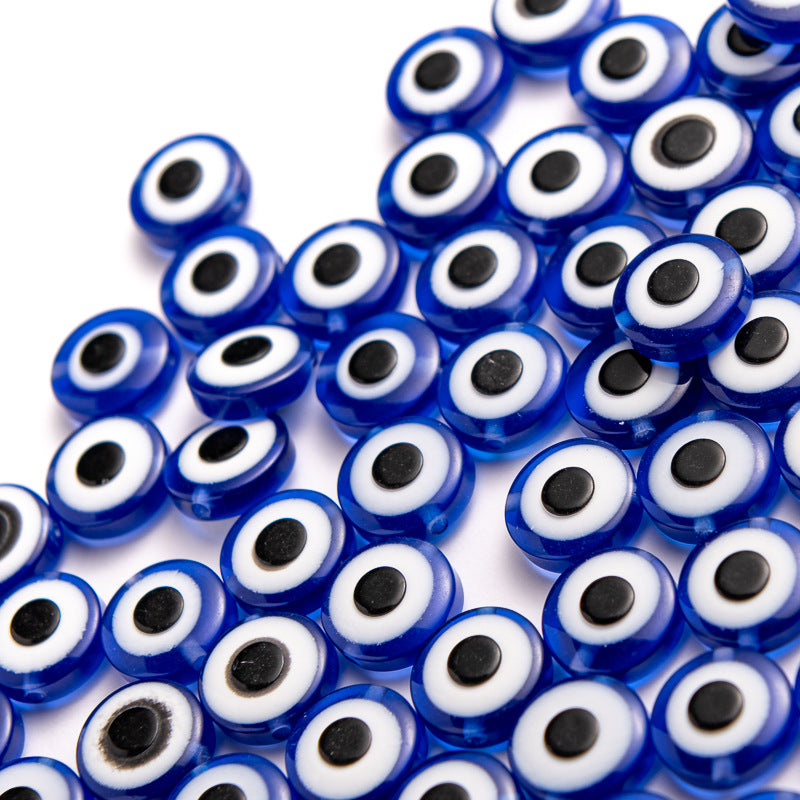 50 pezzi Perline Malocchio Blu Resina Piatte Fai da Te Accessori Ciondoli