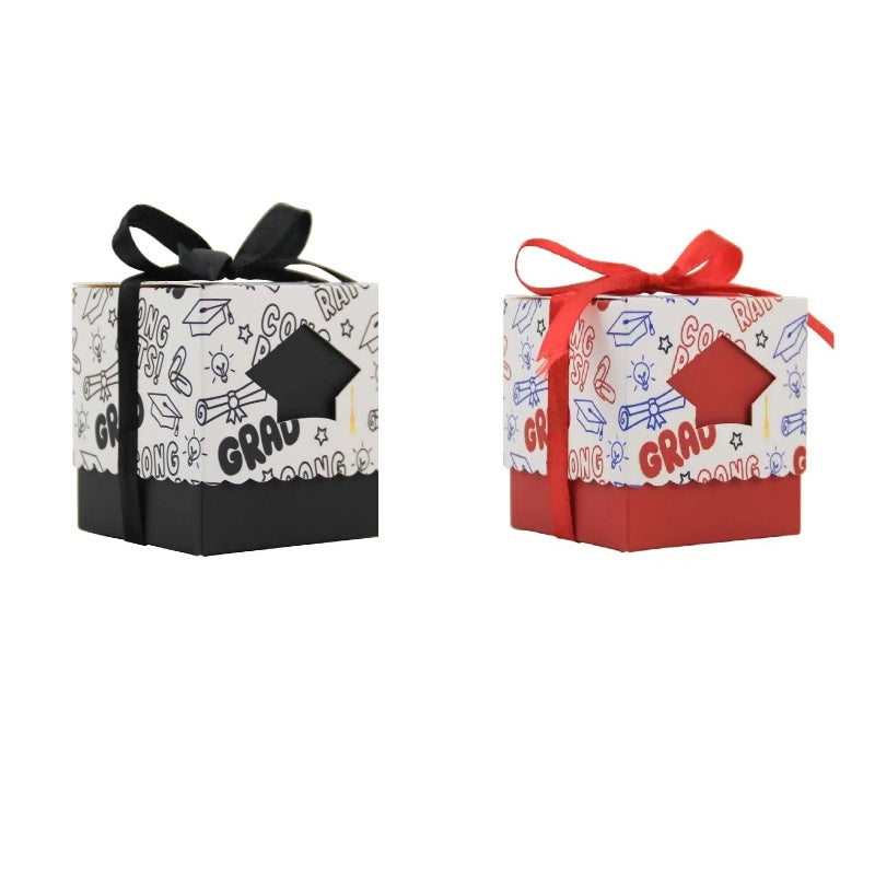50 Scatole Portaconfetti Laurea due colori rosso nero