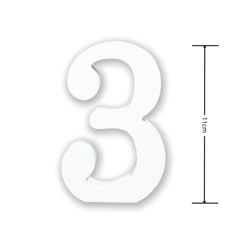 Numeri Decorativi in Legno, 0-9, Bianco, 11 cm di Lunghezza, 1,2 cm di Spessore