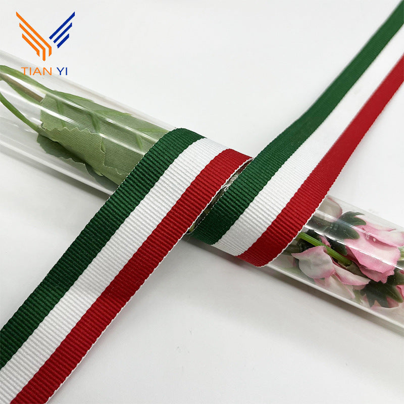 50 Metri Nastro Tricolore in Poliestere, Verde, Bianco e Rosso Larghezza