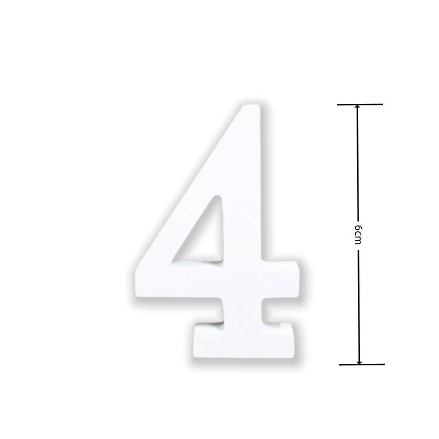 Numeri Decorativi in Legno, 0-9, Bianco, 6 cm di Lunghezza, 0.9cm di Spessore Con autoadesivi