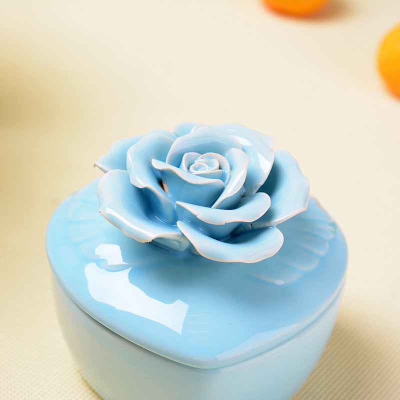 Scatola Forma Cuore In Ceramica-Portaconfetti Fiore Elegante