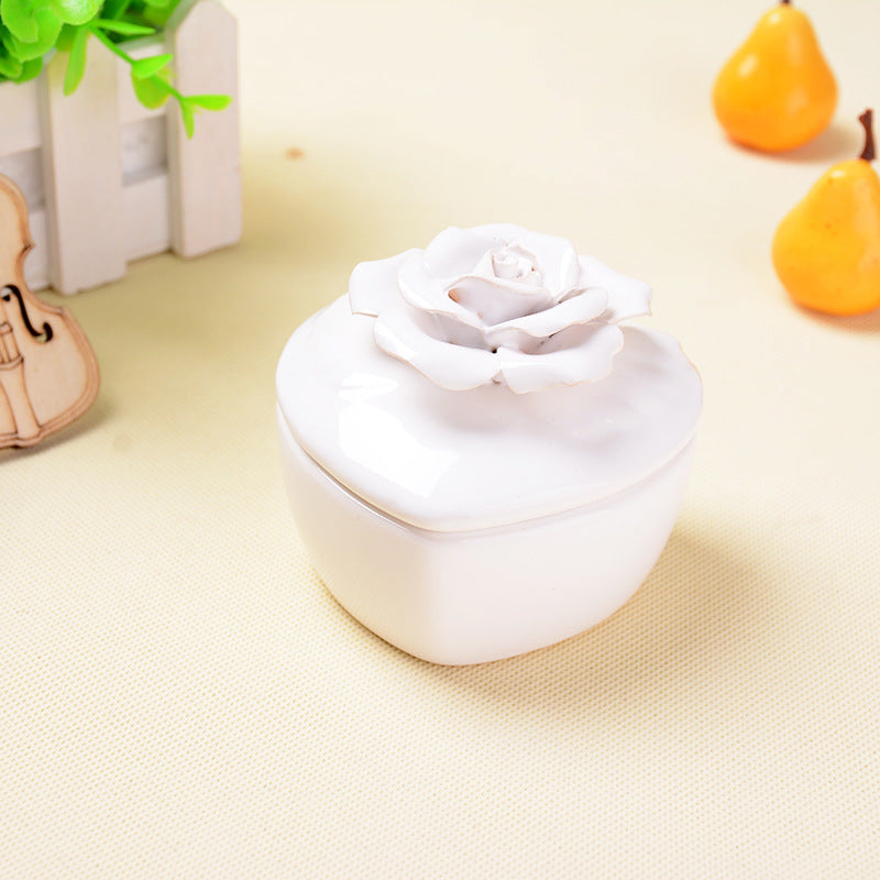 Scatola Forma Cuore In Ceramica-Portaconfetti Fiore Elegante