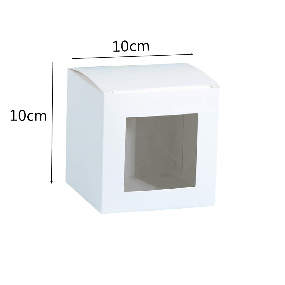 10 Pezzi Scatola Confezione Regalo Bomboniera Con Finestra Colore Bianco 10*10*10cm