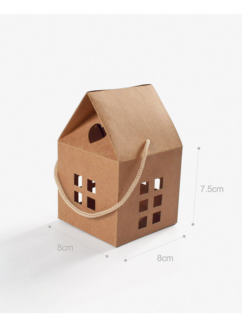 10pz Scatole a casetta con manico in corda 8*8*7.5cm
