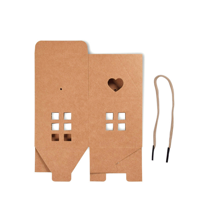 10pz Scatole a casetta con manico in corda 8*8*7.5cm