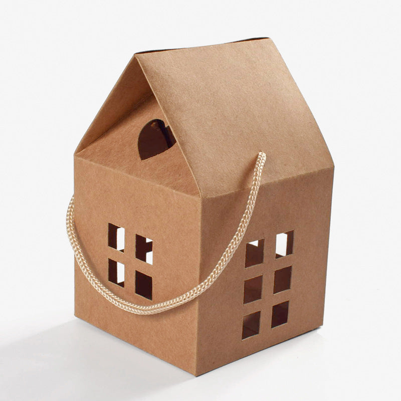 10pz Scatole a casetta con manico in corda 8*8*7.5cm