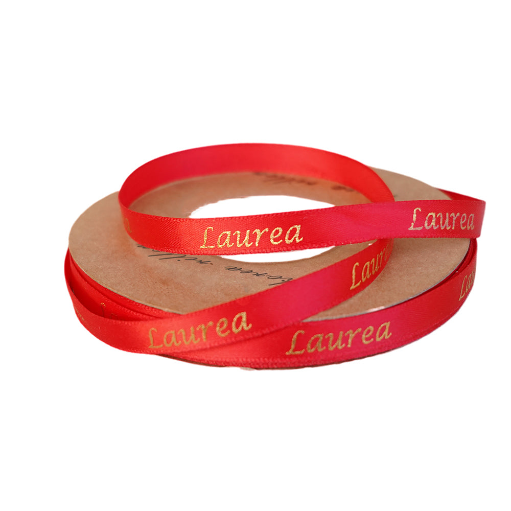 Nastro Laurea Rosso Doppio Raso 50 Yard 1cm Larghezza con Scritta