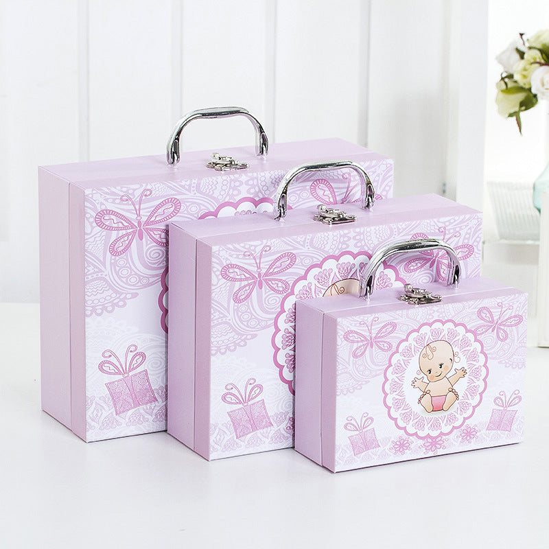 Scatola Valigia Con Manico Porta oggetto Astuccio Regalo Ospiti Nascita Battesimo