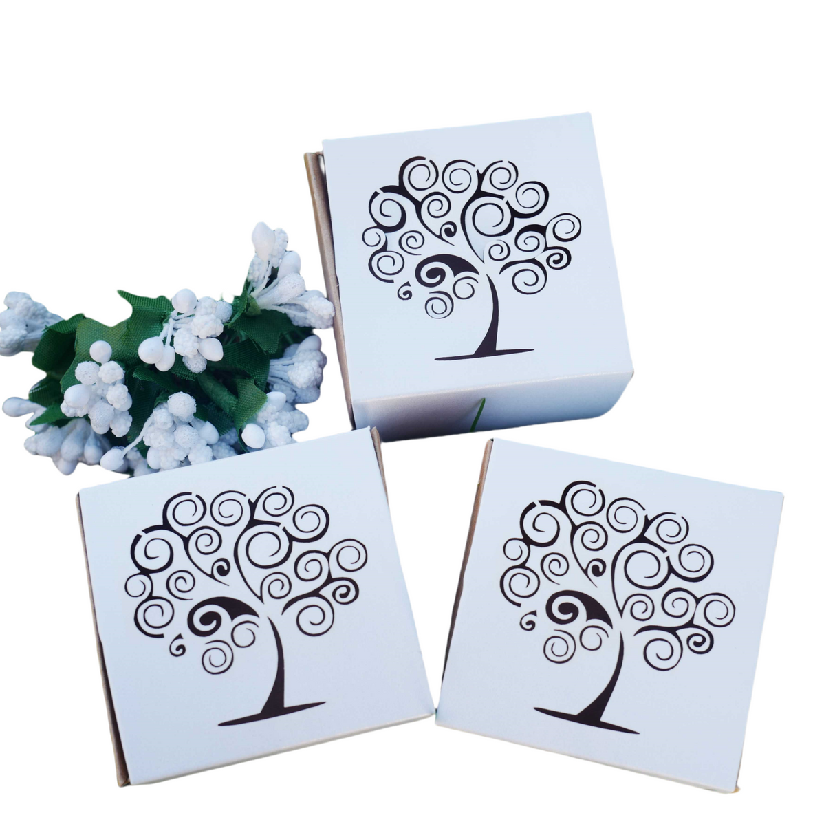 50pz Scatole Portaconfetti cartoncino traforato ALBERO DELLA VITA