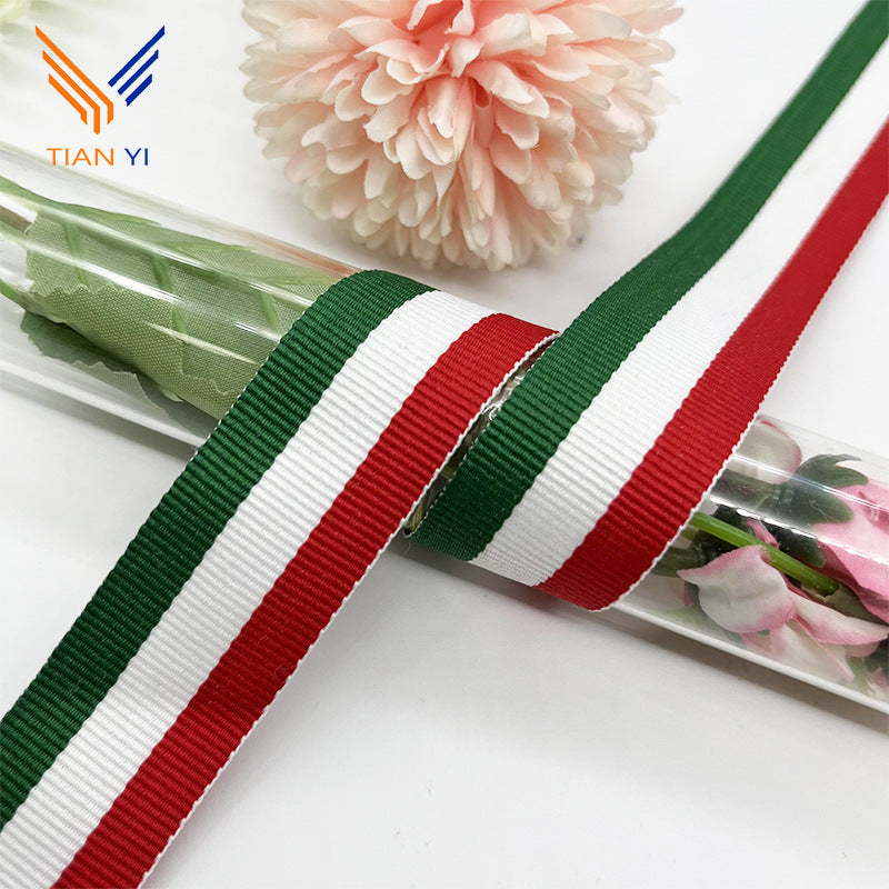 50 Metri Nastro Tricolore in Poliestere, Verde, Bianco e Rosso Larghezza