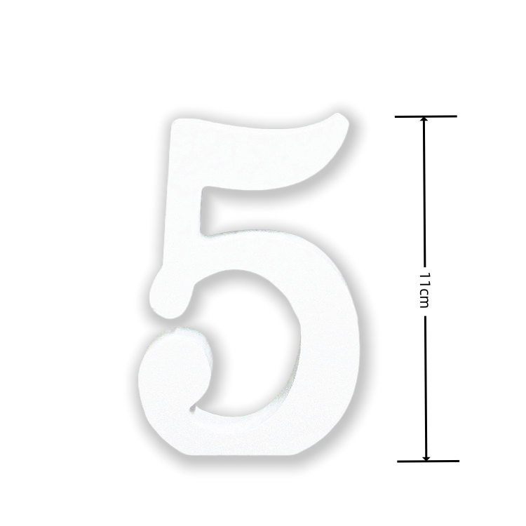 Numeri Decorativi in Legno, 0-9, Bianco, 11 cm di Lunghezza, 1,2 cm di Spessore