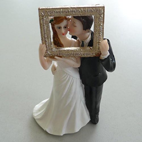 CAKE TOPPER STATUINE MATRIMONIO DECORAZIONE TORTA TORTE NUZIALI RESINA CORNICE FOTO
