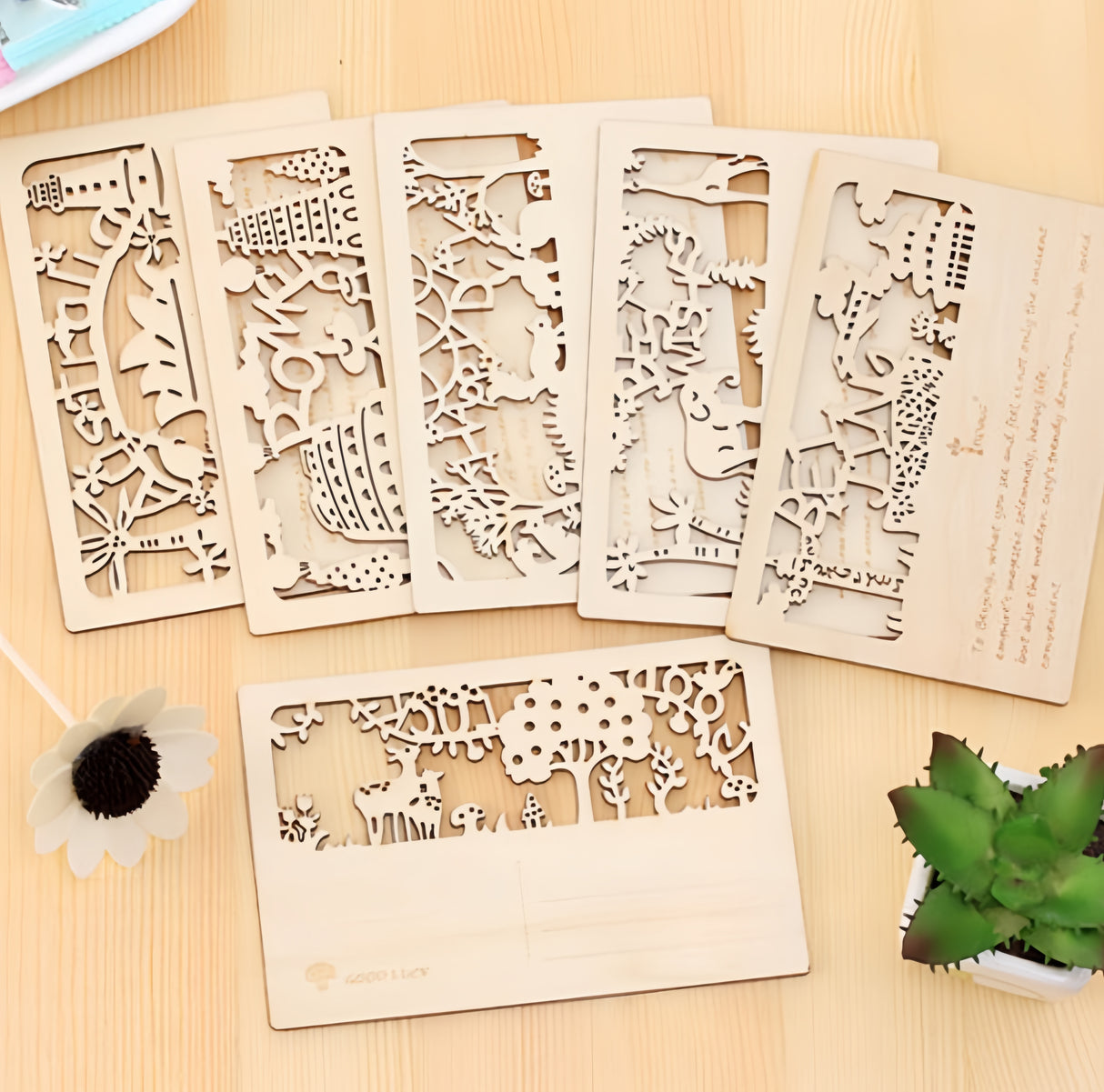 Cartolina Biglietto d'auguri Inviti Partecipazione Materiale Legno