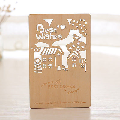 Cartolina Biglietto d'auguri Inviti Partecipazione Materiale Legno