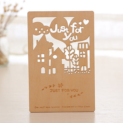 Cartolina Biglietto d'auguri Inviti Partecipazione Materiale Legno