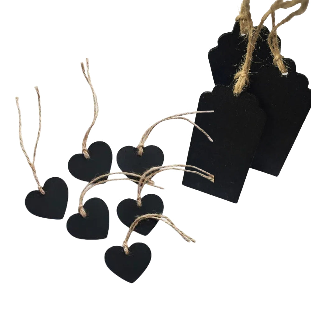 10x Lavagne Legno Etichette Tags Rustico Vintage Con corda di canapa